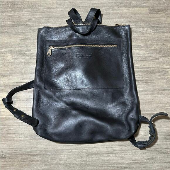 Parker Clay Miramar Black leather full grain leather and brass backpack bag $248 main image 9